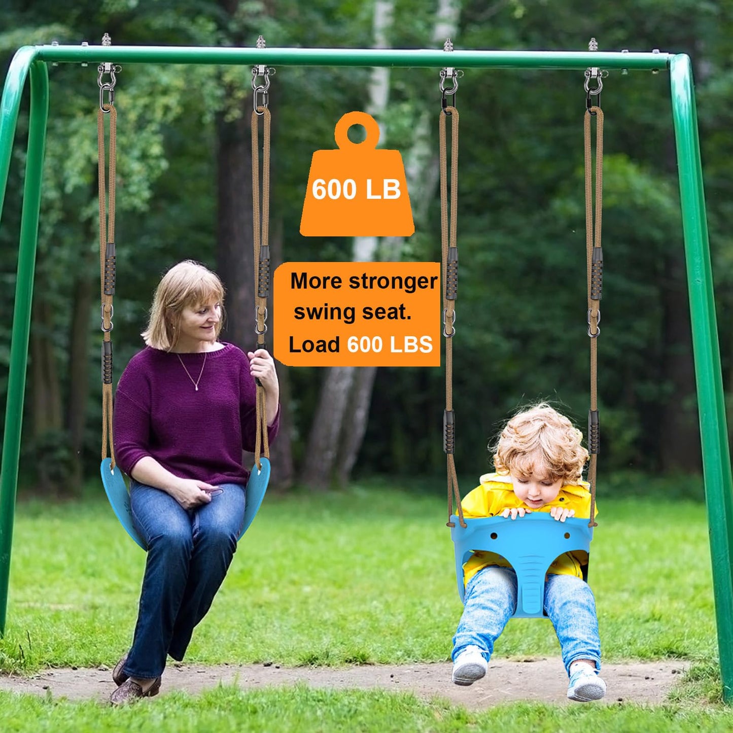 BeneLabel 600 LB Weight Capacity Full Bucket Toddler Swing Seat with Adjustable Height Rope from 4.2 to 6.7 FT High Back Bucket Seat Swing for Toddler - Cute Elephant Shape Design