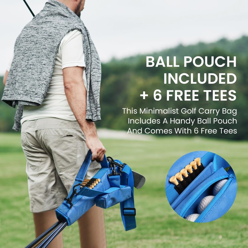 3-7 Club Golf Bag Small Carry Prevent Flip Out with Ball Pouch, Mini Lightweight for Driving Range Carrier Course Training Case, Durable & Portable for Men Women Ladies Kids (Blue)