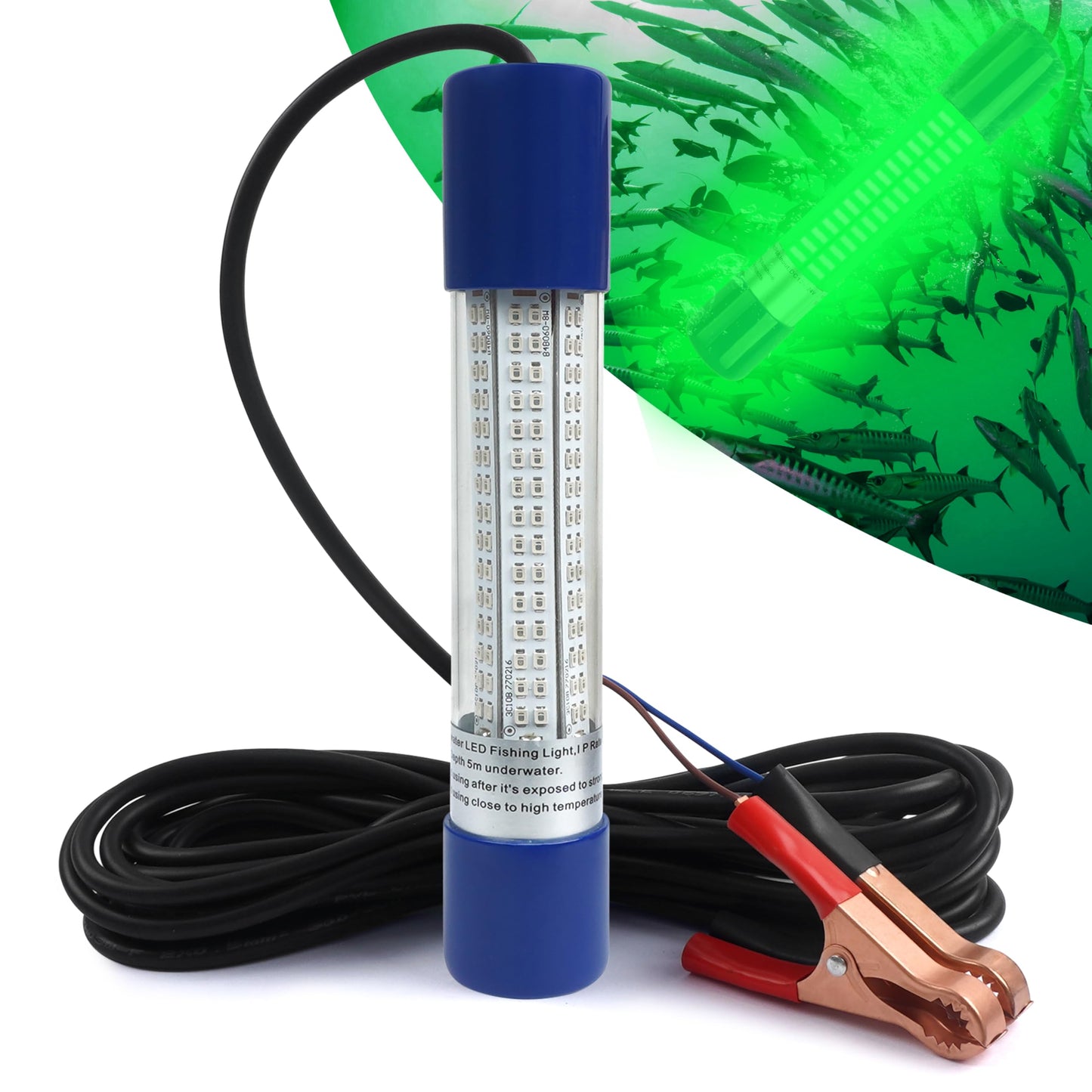 Underwater Fishing Light 1600 Lumens 10.8W 12/24V Submersible Fishing Bait Finder 180 LED Deep Drop Night Fishing Light with 20 FT Cord for Shrimp Squid Fish Crowds