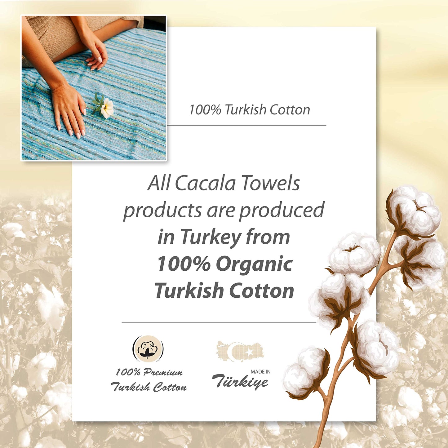 Cacala Pestemal Turkish Beach Towel Highly Absorbent Quick and Easy Dry Soft and Comfortable for Bath, Spa, Pool, Gym and Yoga 100% Cotton 37 x 70