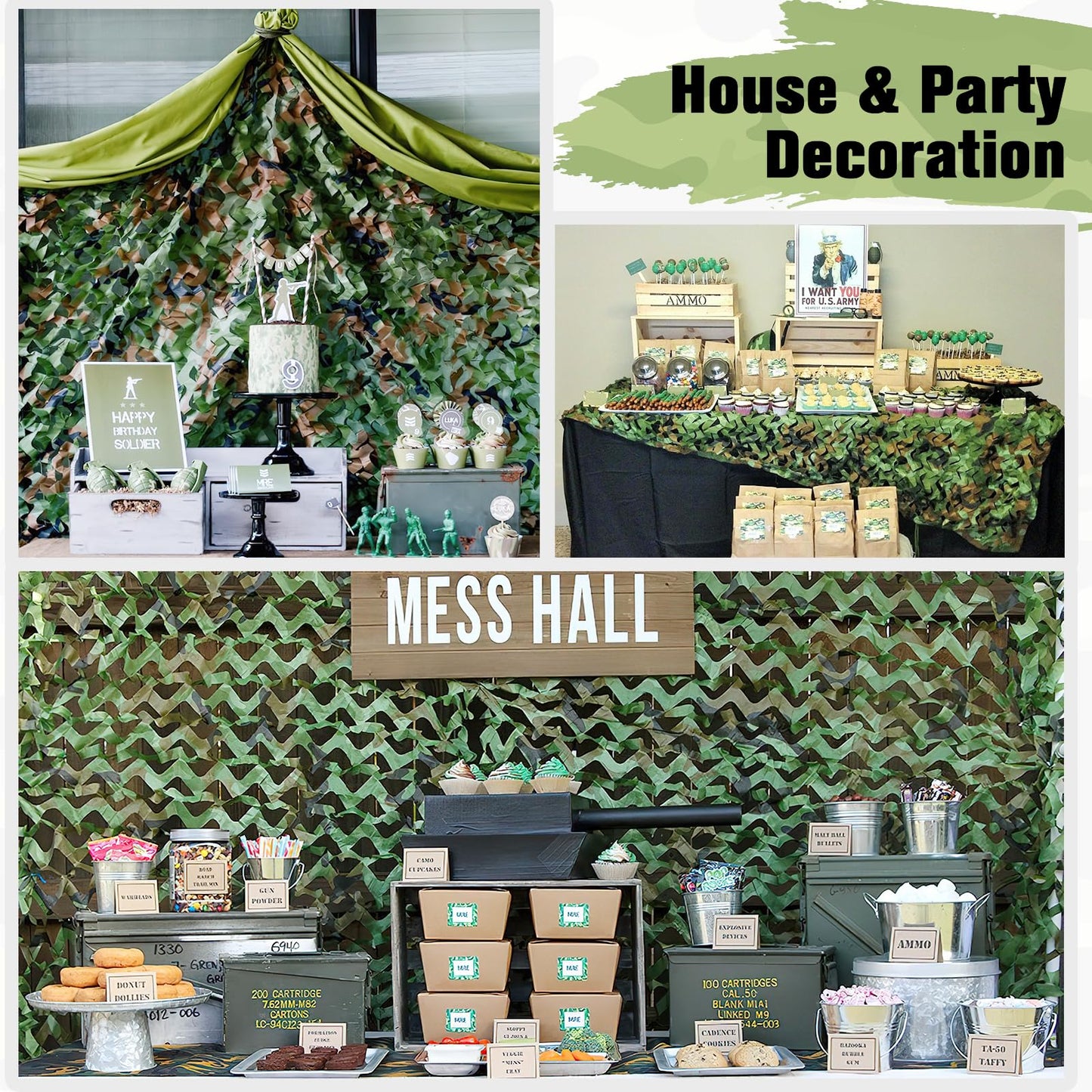 Yeacool Hunting Camo Netting Mesh Camouflage Netting Military Surplus Hunting Blind Net for Military Theme Party Decor Backdrop Sunshade Car Cover Camping Shooting (Woodland Camo, 10ftx20ft, 3m*6m)