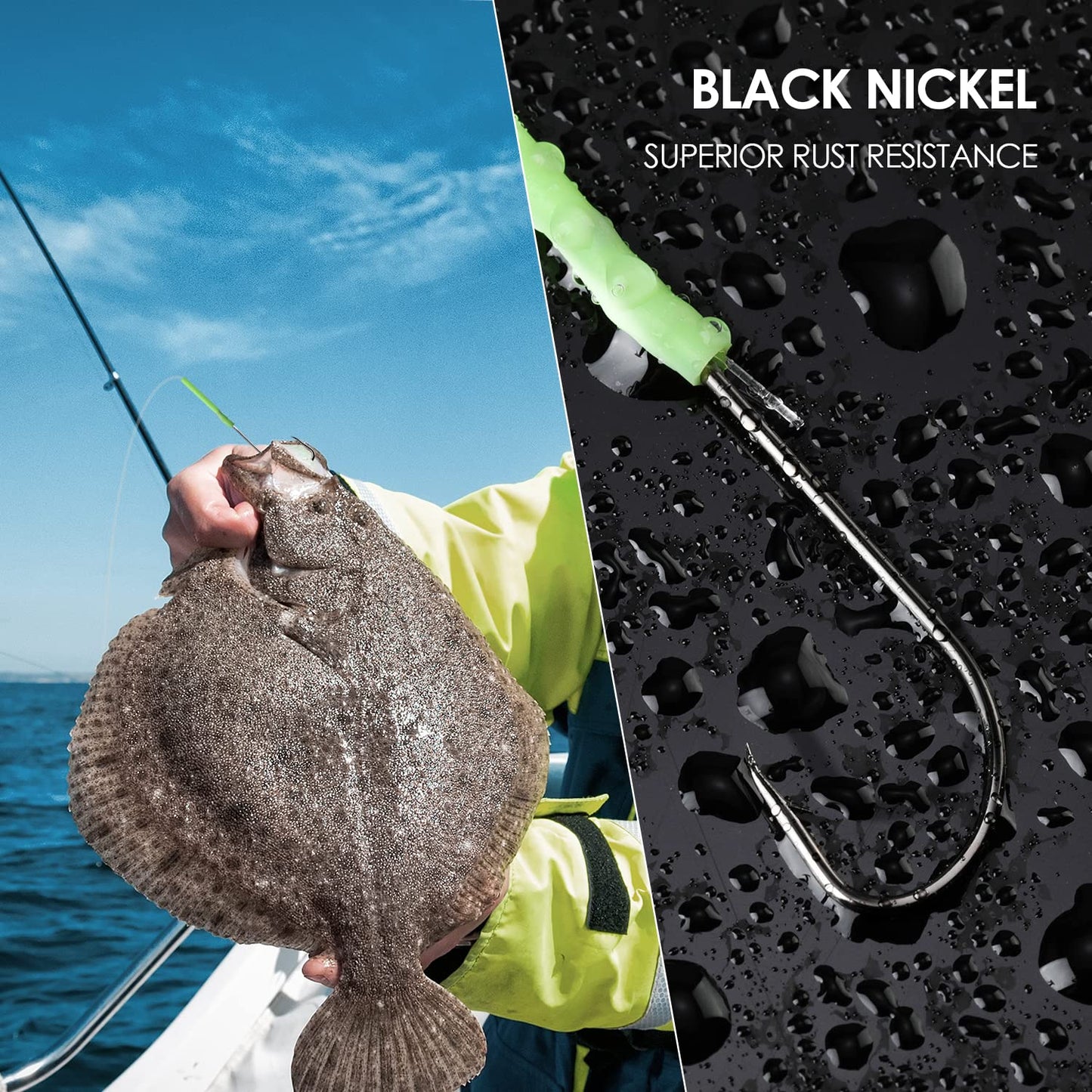 5pcs Sea Fishing Rigs, Deep Drop Snapper Rig, Bottom Fishing Rigs, Luroad Pre Tie Flapper Rig Aberdeen Hook Sizes 1, 2/0 for Beach Casting Shore Flounder, Whiting, Bass, Plaice