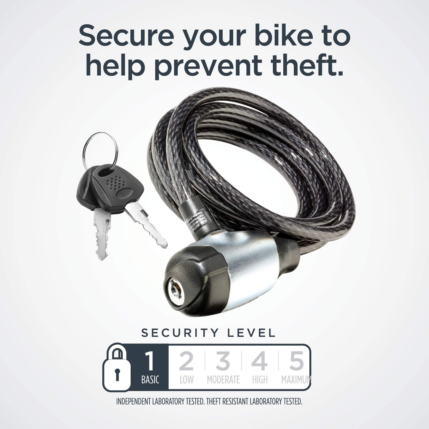 Schwinn Bike Cable Lock with Keys, 6 ft x 8 mm, Black, Durable Steel, Protective Vinyl Cover, Carrying Bracket for Transport, Anti Theft Protection, Bike Lock Cable for Security