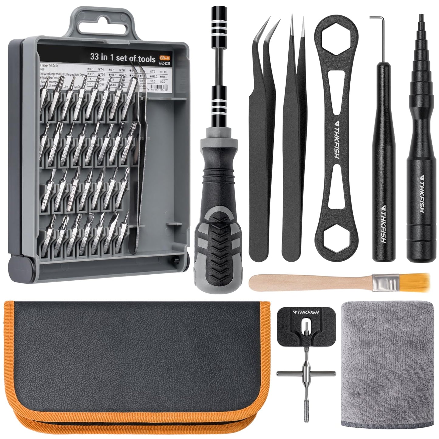 THKFISH Fishing Reel Maintenance Kit, Reel Repair Tool Kit, Fishing Reel Cleaning Set with Spool Pin Remover and 28 in 1 Screwdriver or 38 in 1 Electric Screwdriver