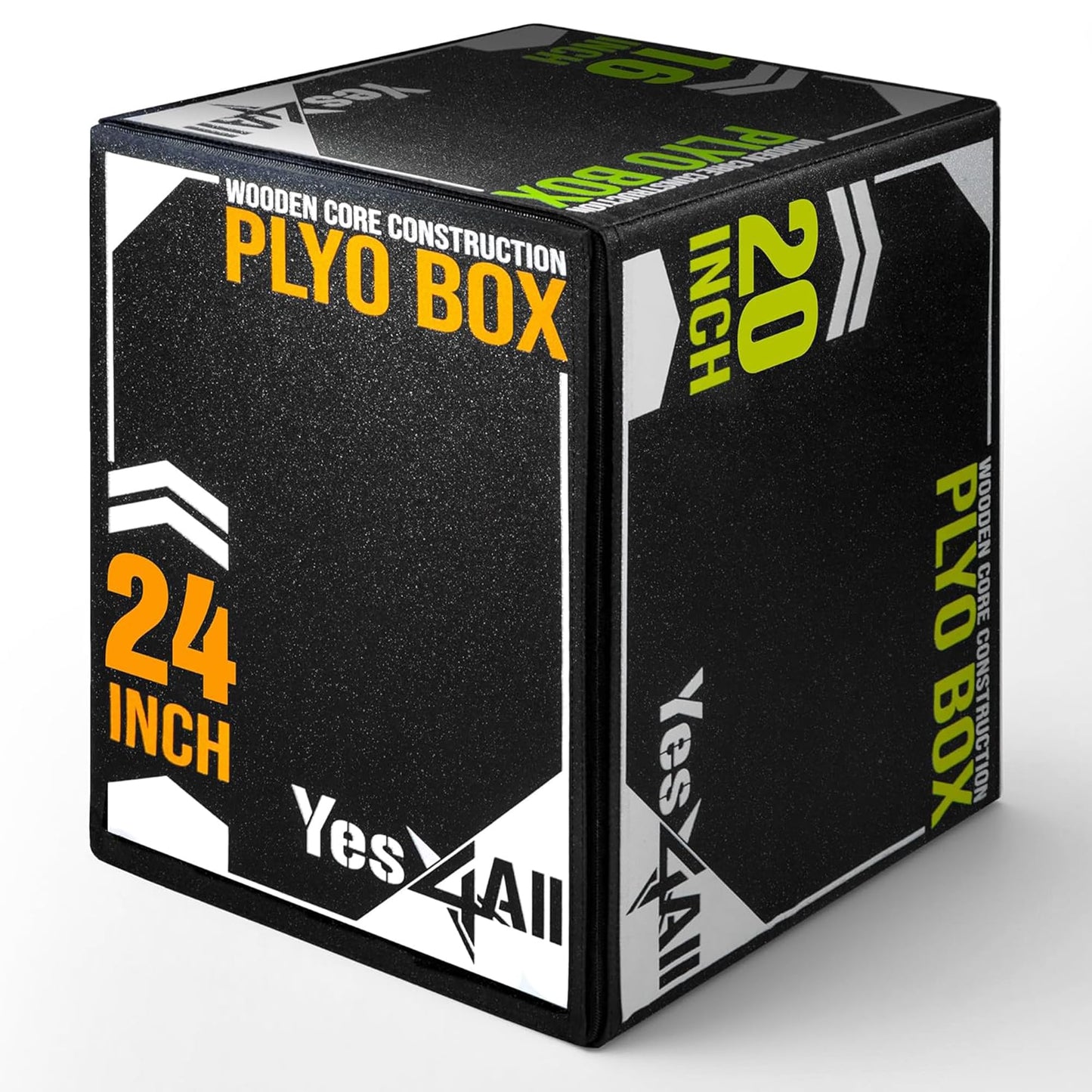 Yes4All 3-in-1 Soft-Padded Plyo Box With Wooden Core, Non-Slip Multi-Use Cushioned Plyometric Jump Box with Vinyl Cover for Jumping, Conditioning, Strength Training - 24x20x16 Inches