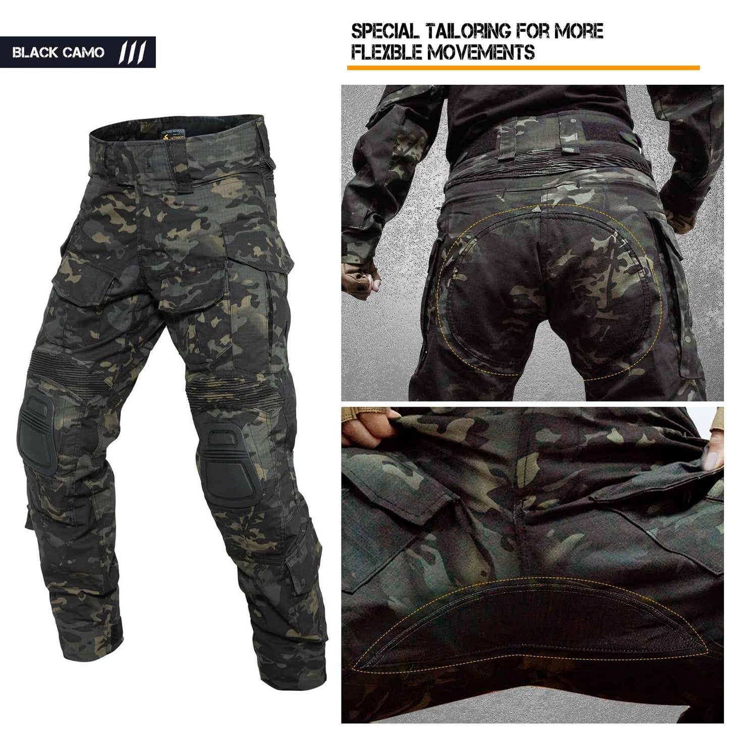 YEVHEV G3 Combat Pants Tactical Trousers Military Apparel Camouflage Clothing Paintball Gear with Knee Pads for Men