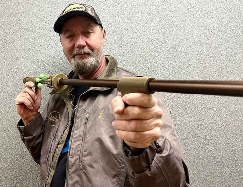 Tim Wells Slock Master Blowgun, 5 Ft Long .625 Big Bore Caliber, Includes Pistol Grip and Quiver, 10 Razor Darts and 10 Blow Darts Included, Bronze Color