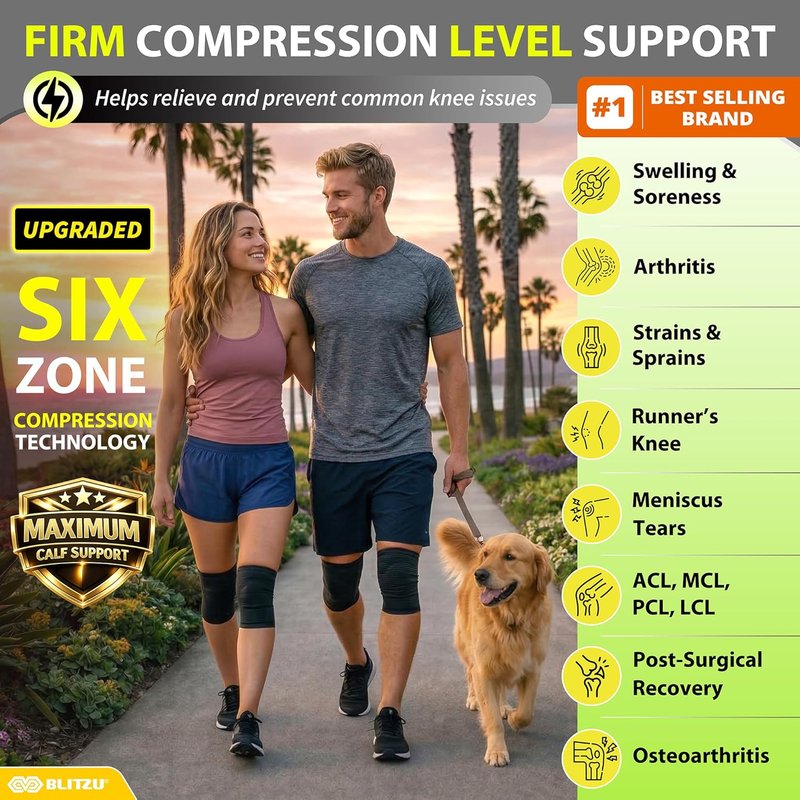 Knee Brace for Meniscus Tear - Compression Sleeve for Pain Relief | Black M, Ideal for Arthritis & Sports Recovery