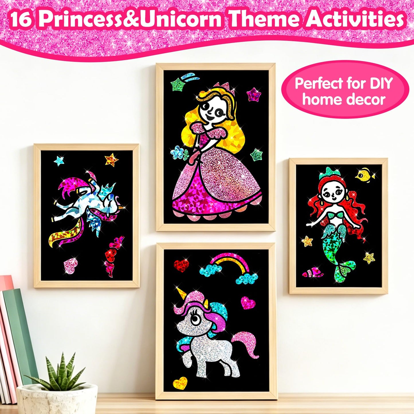 FUNNYB&G Foil Art Craft Kit for Kids, Sparkly Birthday Gift Toy for Girls