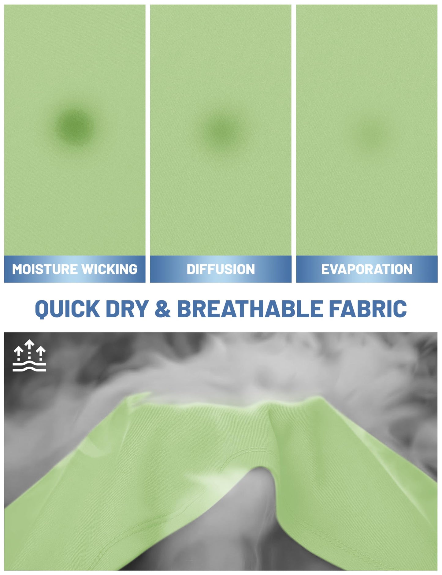 MAGCOMSEN UPF 50 Shirts for Men Short Sleeve Summer T-Shirt UV Protection Running Shirts Quick Dry T Shirts Light Green L