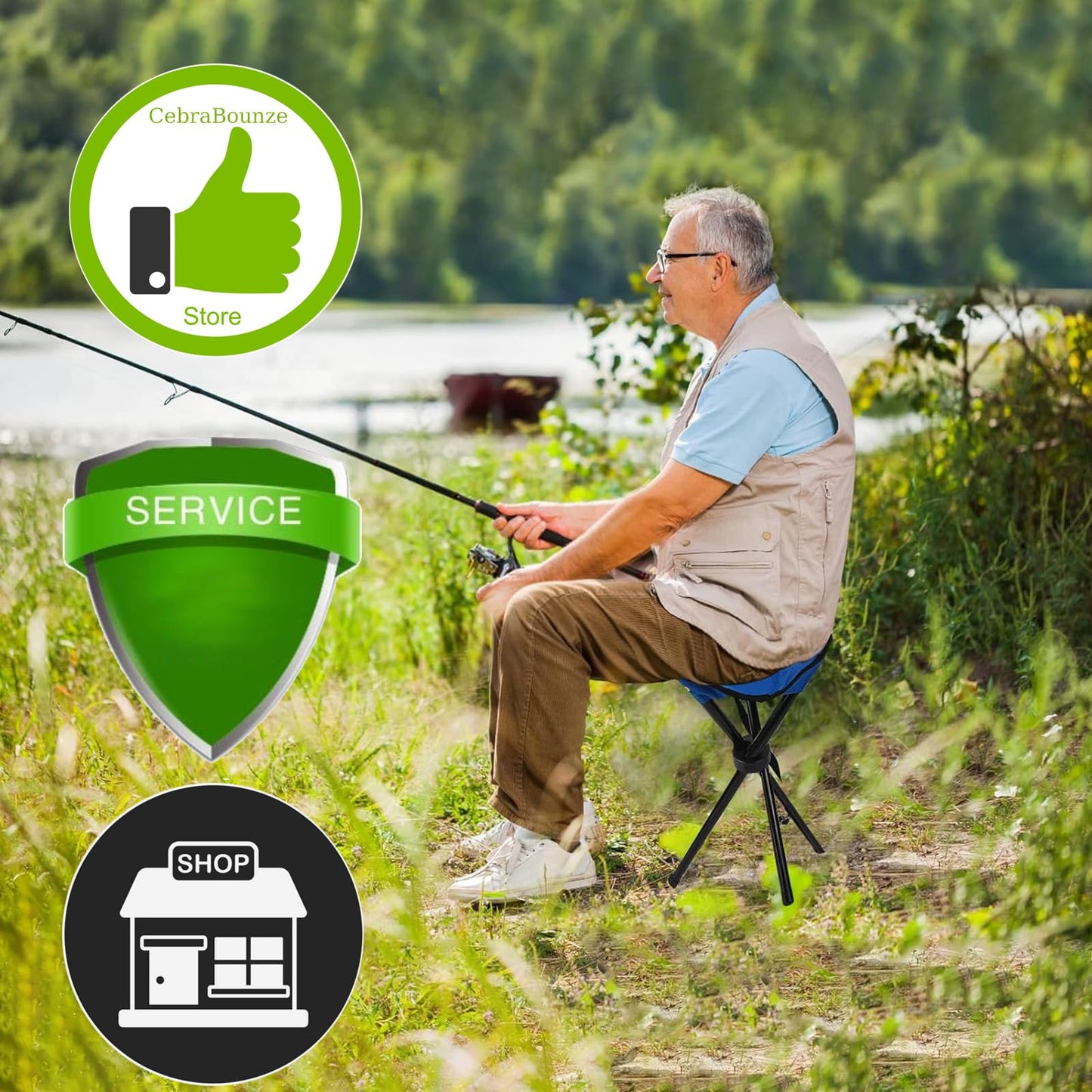 CebraBounze Travel Folding Camping Stool, Use Height 14" and Max Weight 210 lbs Outdoor Portable Party Chair Fishing Chair Seat for Camping Fishing Hiking Gardening and Beach Painting