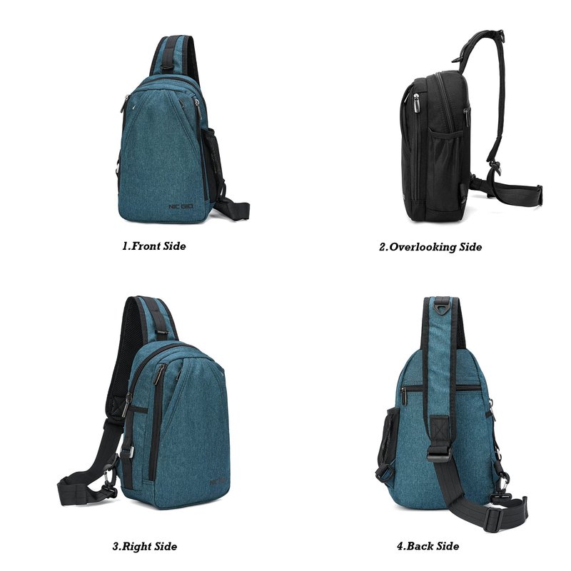 NICGID Sling Bags, Chest Shoulder Backpack Crossbody Bag One Strap Daypacks Outdoor Travel for Men Women (Blue green-010)