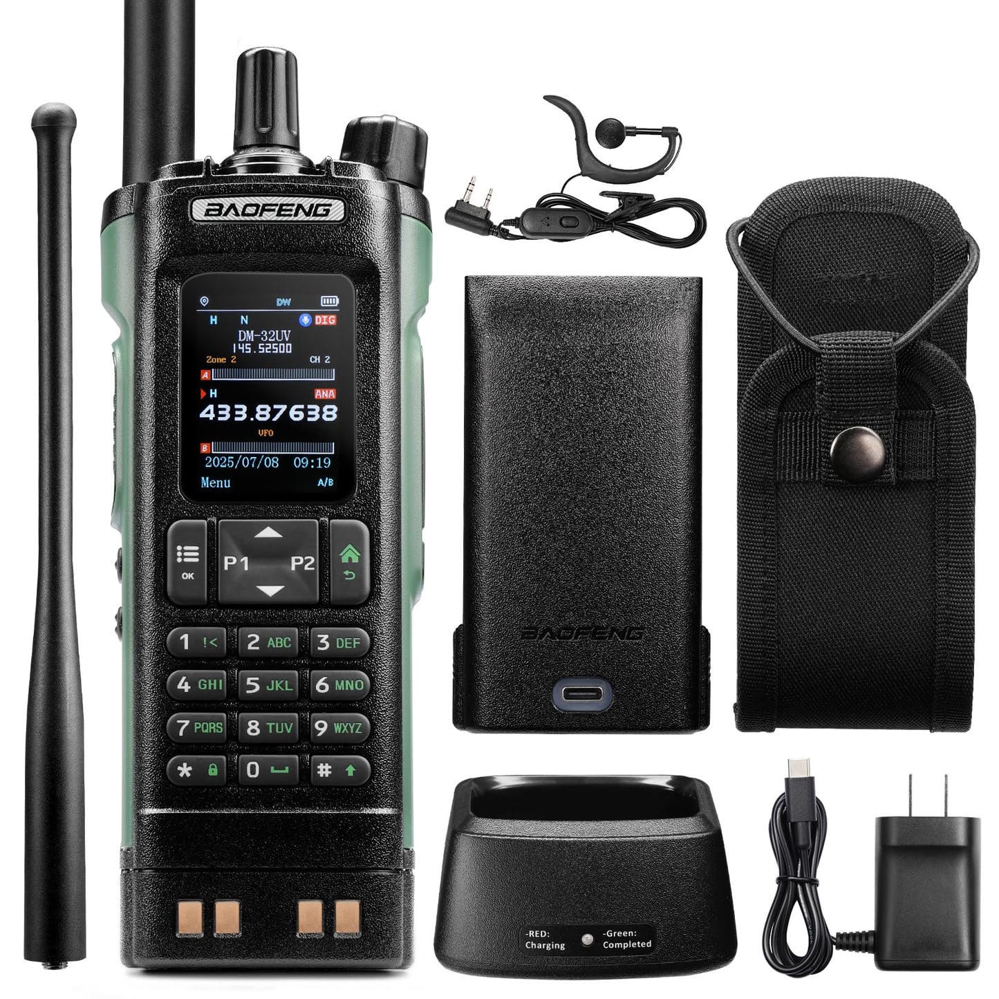 BAOFENG DM-32UV 10W DMR Ham Radio, Green