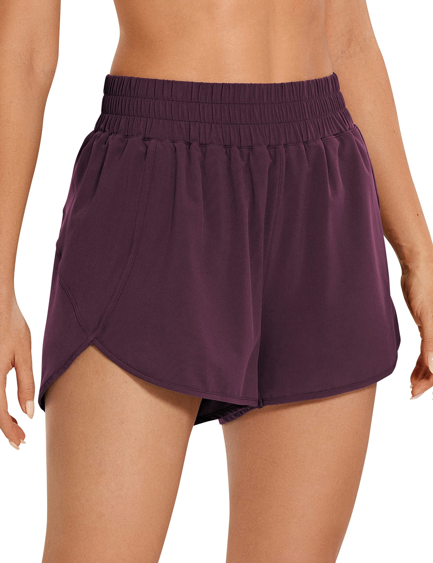 CRZ YOGA Dolphin Athletic Shorts for Women 3" - High Waisted Quick Dry for Running Workout Gym Track with Zip Pocket Arctic Plum X-Large