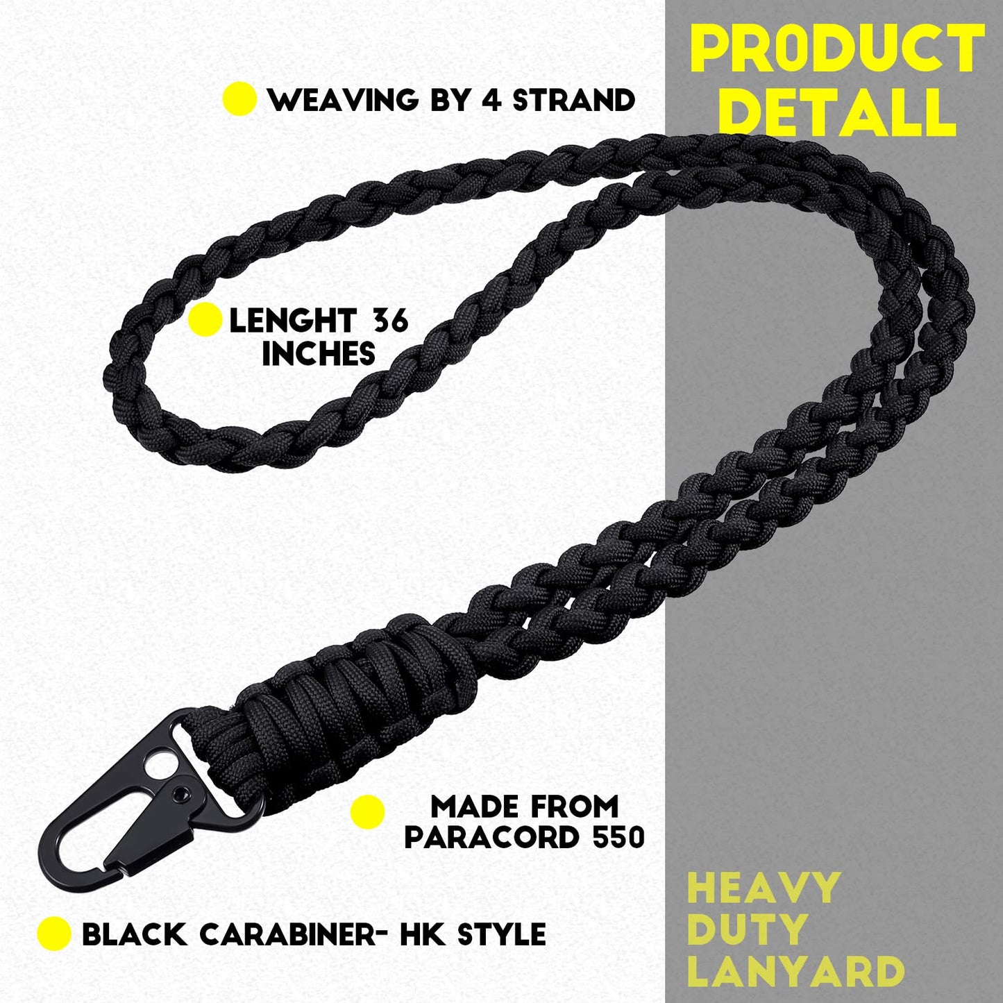 Frienda 2 Set Heavy Duty Paracord Lanyard Necklace Whistles Strap Braided 550 Keychain Lanyard for Outdoor Activities (Black, Camouflage)