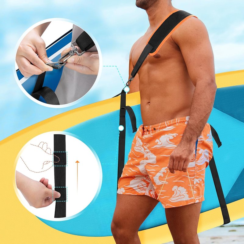Paddle Board Carrying Strap - Adjustable SUP Kayak Carry Strap with Detachable Storage Bag | Black