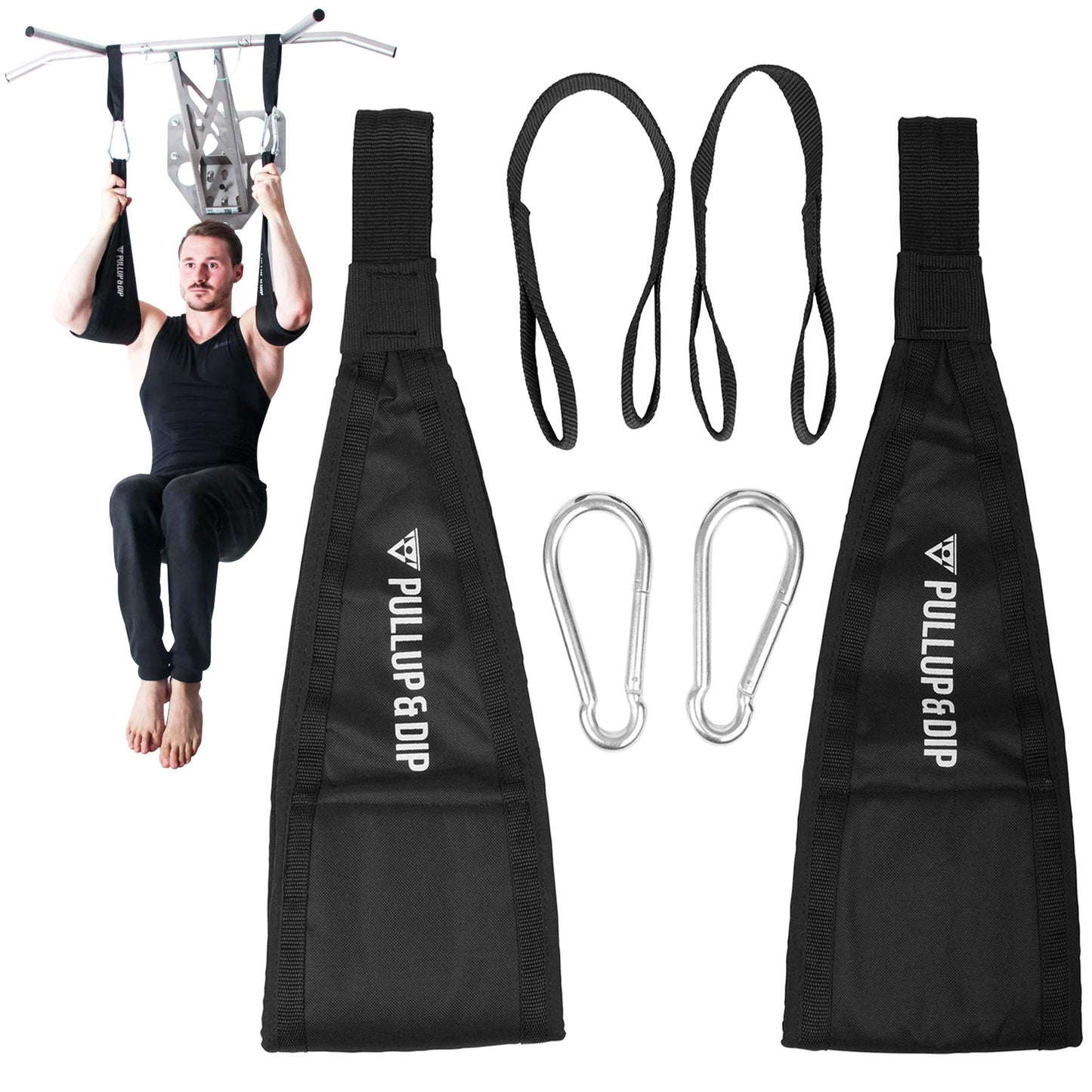 PULLUP & DIP Ab Straps, Premium Abdominal Slings for Abdominal Training, Padded Workout Straps for Crunches, Hanging, Leg Raise, Set of 2 Ab Slings for Pull-Up and Chin-Up Bar