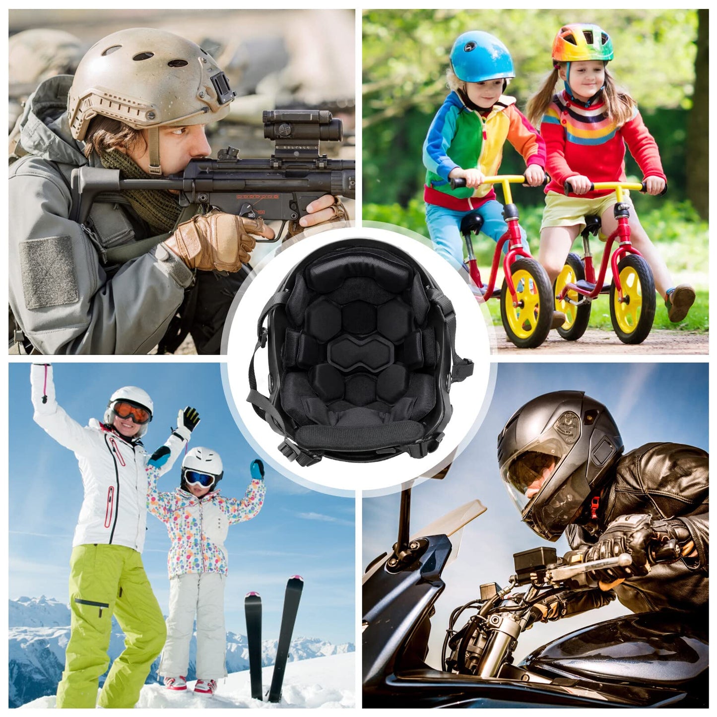 AOUTACC Tactical Airsoft Helmet Padding,Helmet Replacement Memory Foam Padding Kits Set,Protective Cushion Buffer Pad for Fast MT MICH IBH AF ACH Helmet (Fourth Generation,BK)