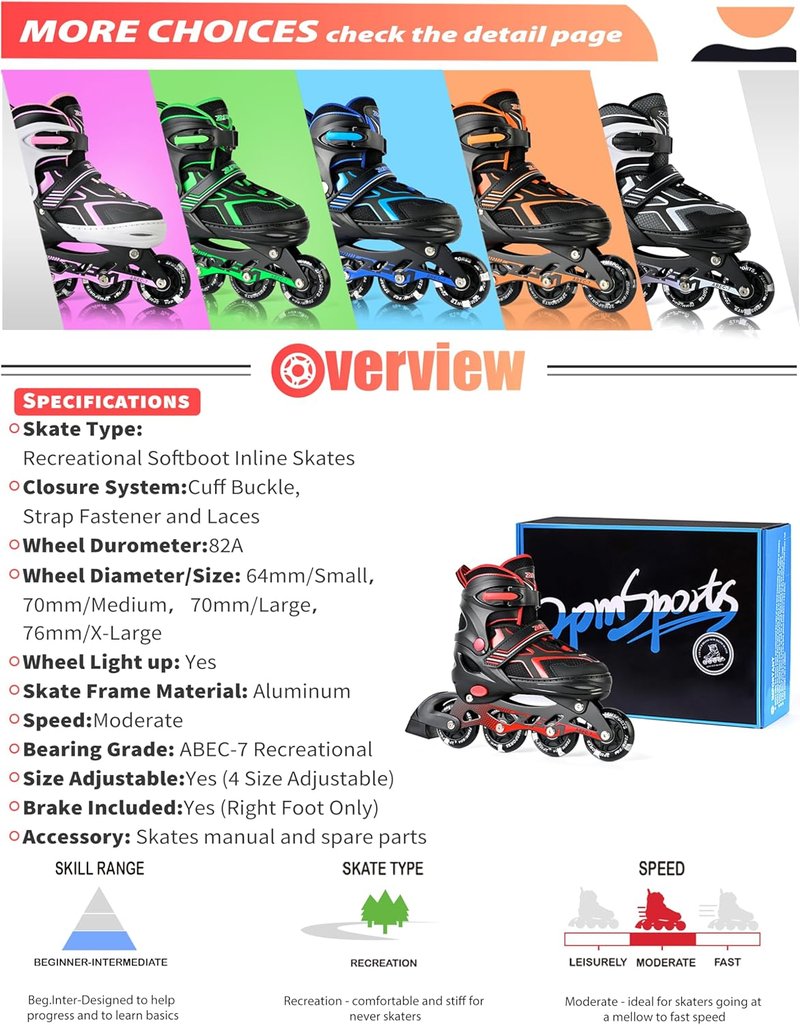 Torinx Inline Skates for Kids | Adjustable Light-Up Roller Skates for Ages 5-12 - Perfect for Beginners