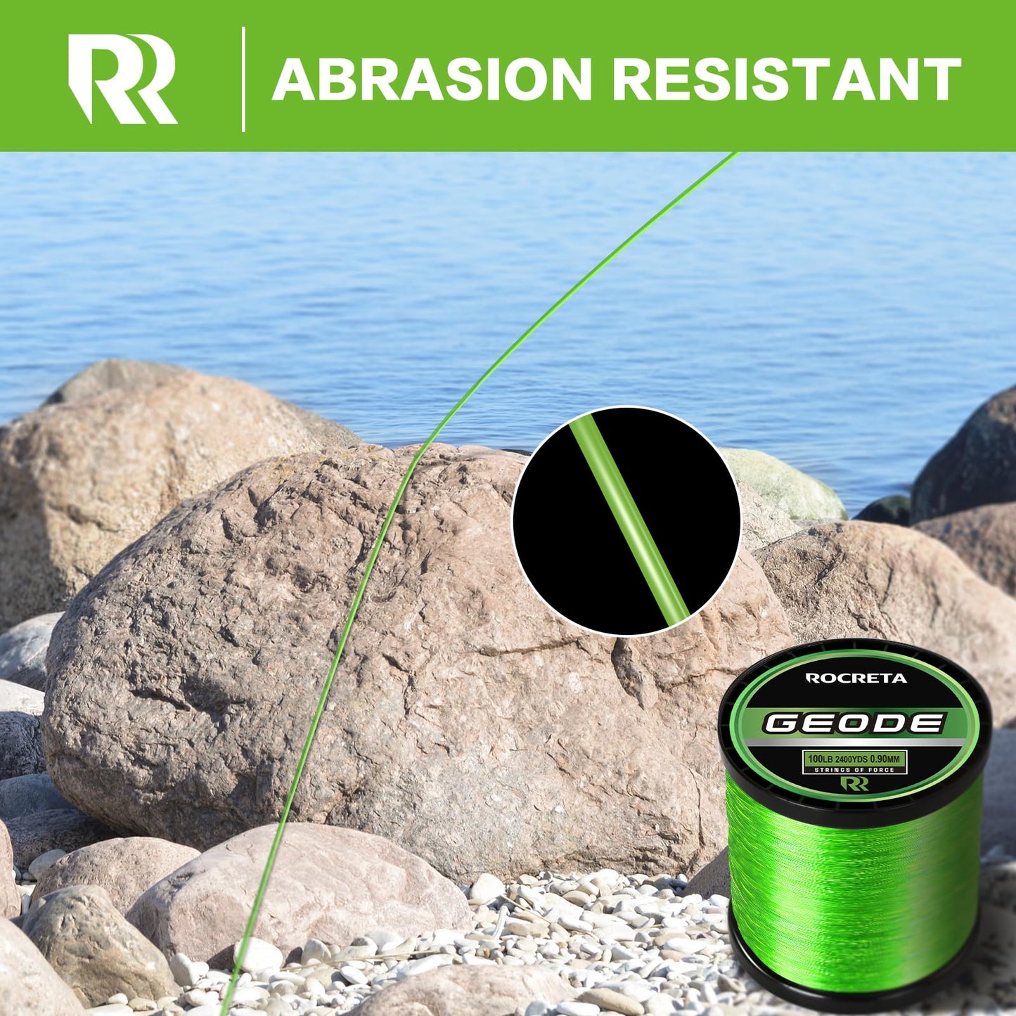 ROCRETA Geode Monofilament Fishing Line - Premium Resistant Nylon Mono Fishing Line 3-100lb - Superior Freshwater & Saltwater Mono Leader Materials 500/1200/2400yds