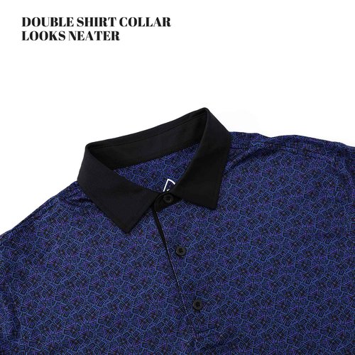 DEOLAX Mens Polo Shirts Fashion Print Mens Golf Shirt Dry Fit Mens Golf Polo Short Sleeve Quick Dry Funny Golf Shirt for Men Purple