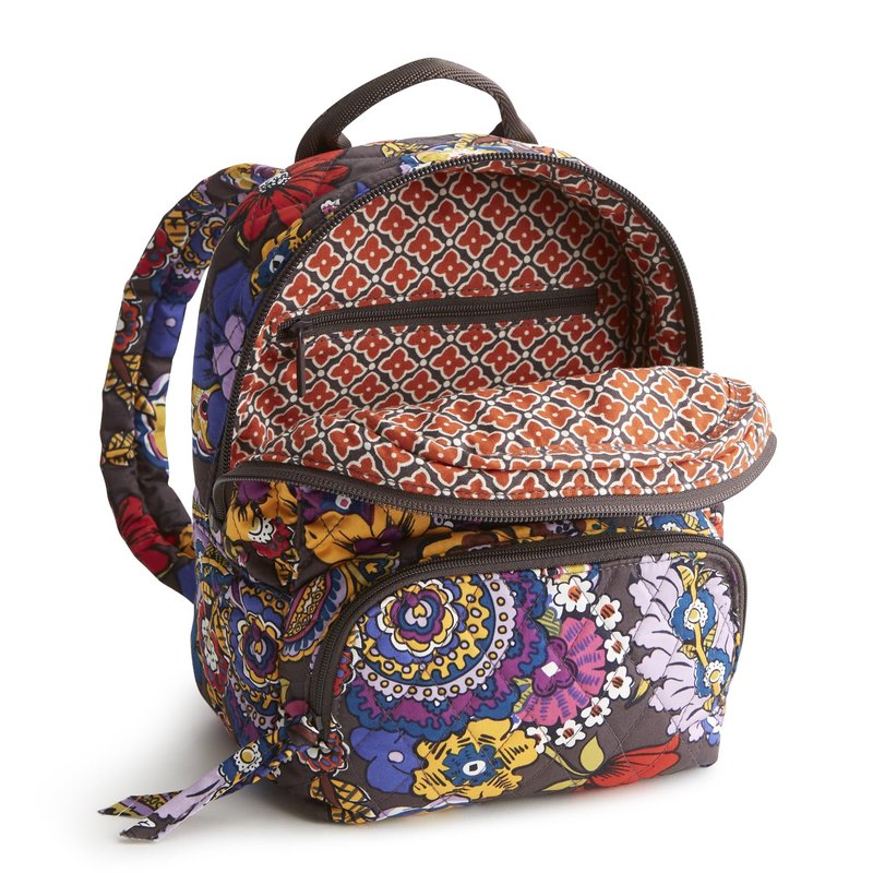 Vera Bradley Women's Premium Cotton Mini Banbury Backpack, Tiny Tomatoes Palm, One Size