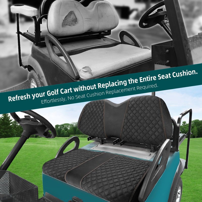 Roykaw 1680D Oxford Cloth Golf Cart Front Seat Cover for Club Car Precedent, No Nailed Required,Anti-Scratch, Easy to Clean