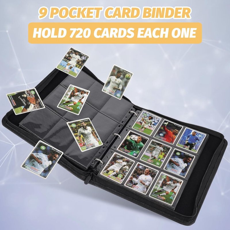 Germun 9 Pocket Card Binder - Premium Zip Trading Card Album for MTG, TCG & Sports Cards | 720 Double-Sided Pockets, Blue