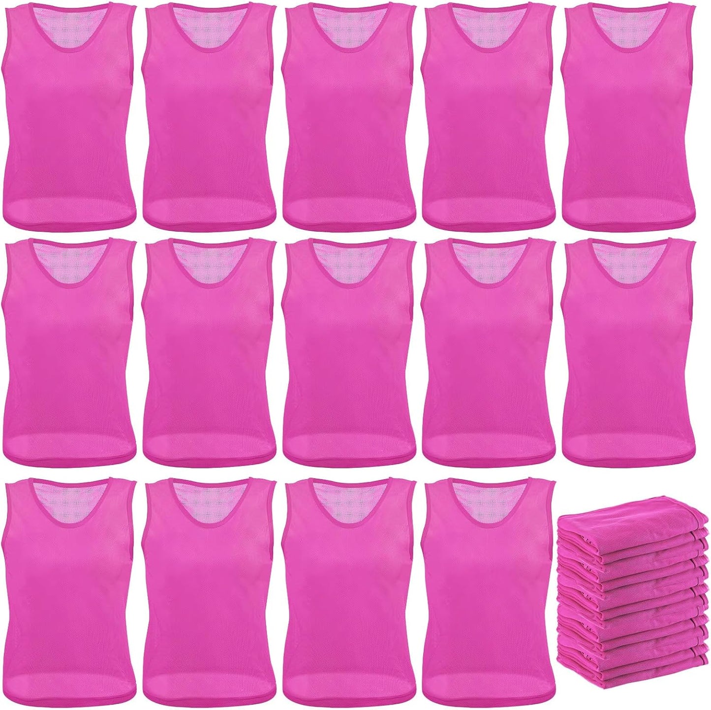 Team Practice Pinnies - 24 Pcs Nylon Mesh Scrimmage Vests for Soccer & Basketball | Lightweight & Durable