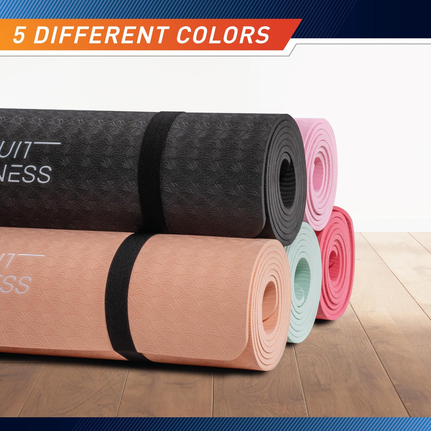 Circuit Fitness by Marcy 1/4-inch (6mm) Non Slip Multi-Purpose Exercise Yoga Mat with Carrying Strap - Coral Pink