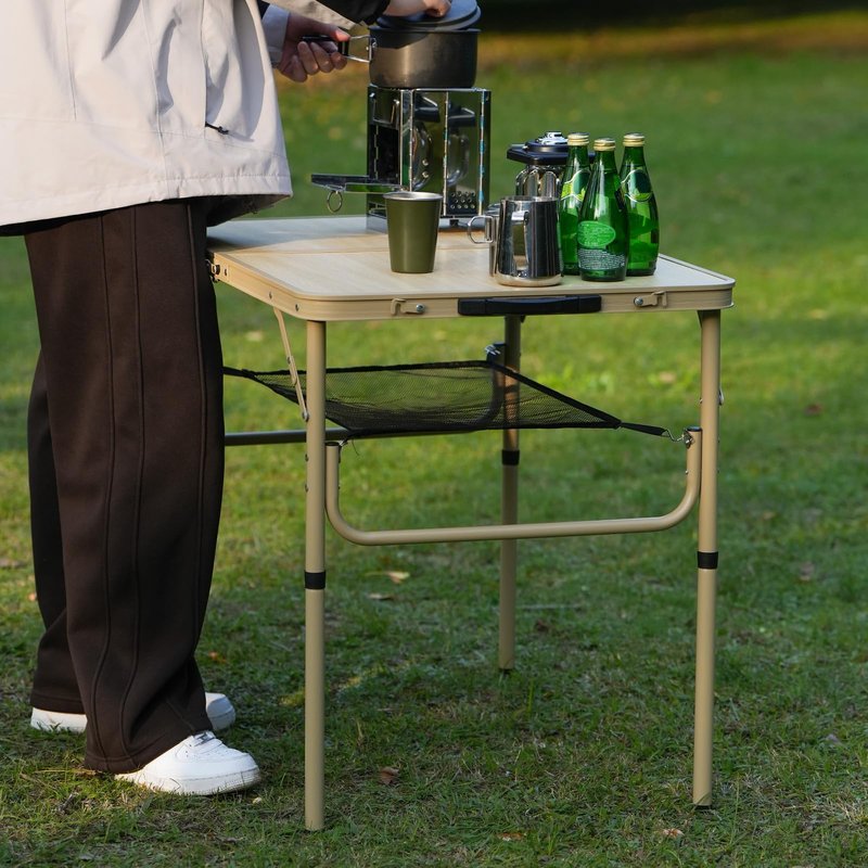 Byliable Folding Table 3FT Camping Table 2 Adjustable Height Lightweight Portable Aluminum Mini Foldable for Picnic Beach Indoor Outdoor, Yellow
