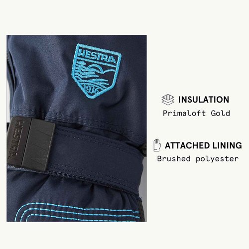 Hestra Baby Zip Long Mitt (Child 1-9yrs) | Waterproof, Insulated Mittens for Toddlers & Kids for Winter & Playing in The Snow - Dark Navy - 3