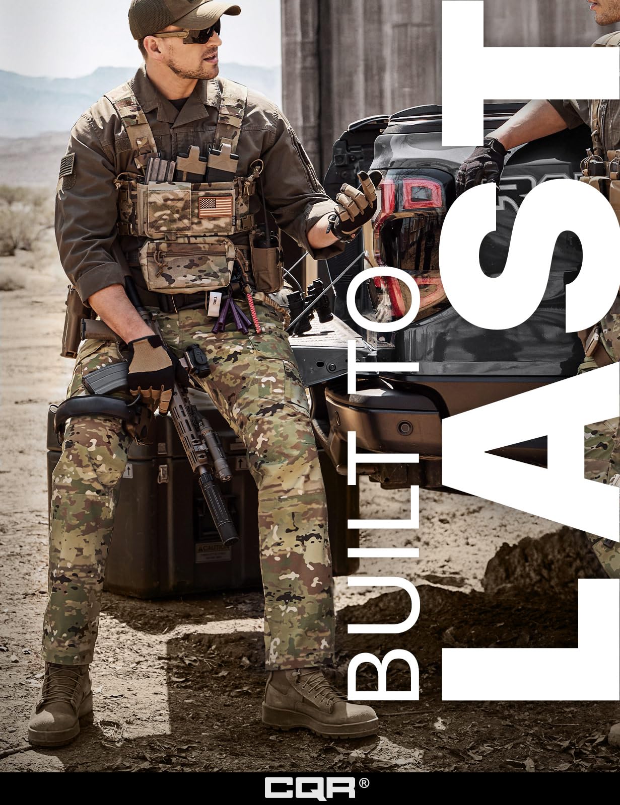 CQR Men's Tactical Pants, Water Resistant Ripstop Cargo Pants, Lightweight EDC Work Hiking Pants, Outdoor Apparel, Duratex Mag Pocket Utility Camo, 40W x 30L