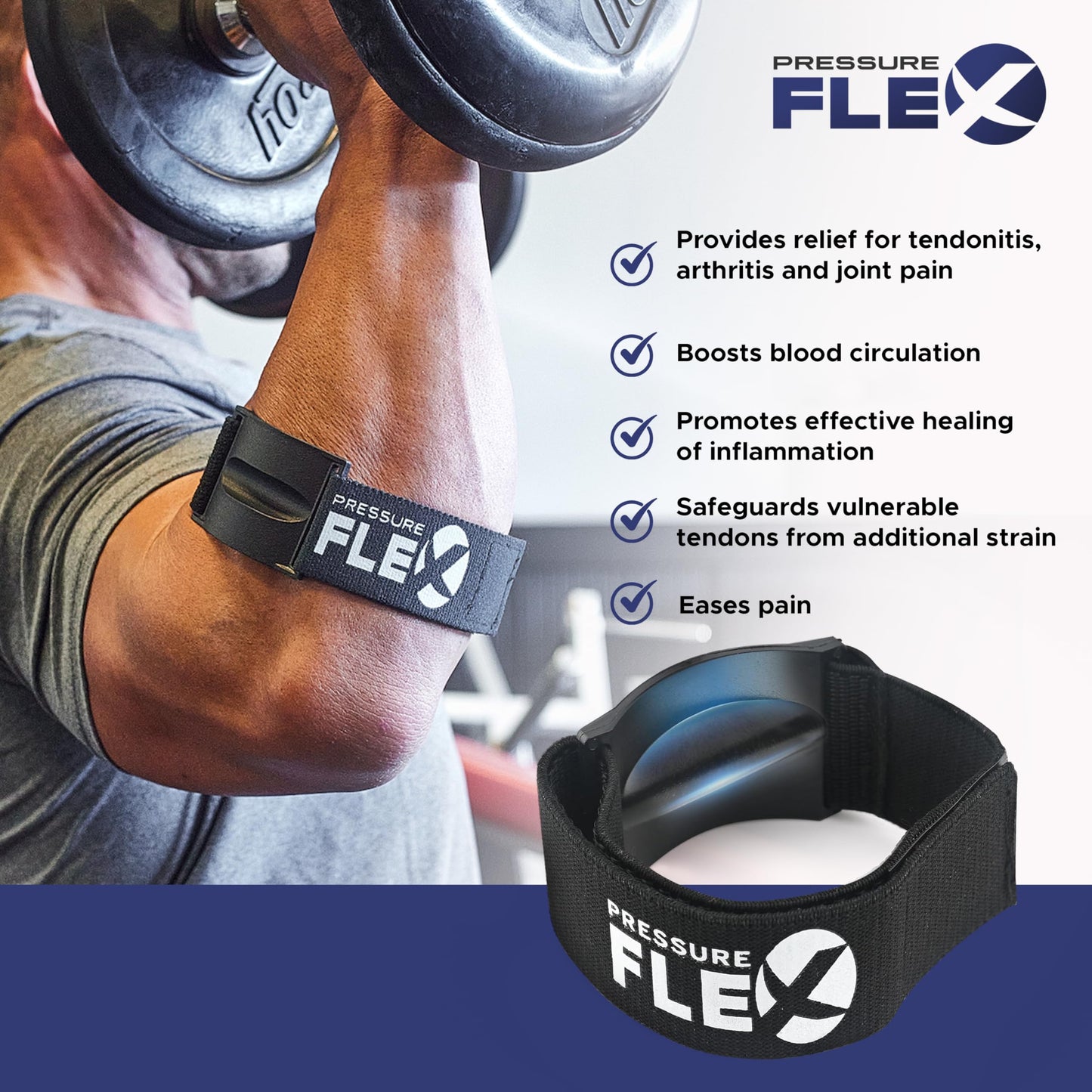 Tennis Elbow Brace for Men - Golfers Elbow Brace for Men, Forearm Compression Tendonitis Relief Arm Band, Adjustable Strap with Pressure Ridge Bar, Forearm Support Strap for Quick Recovery