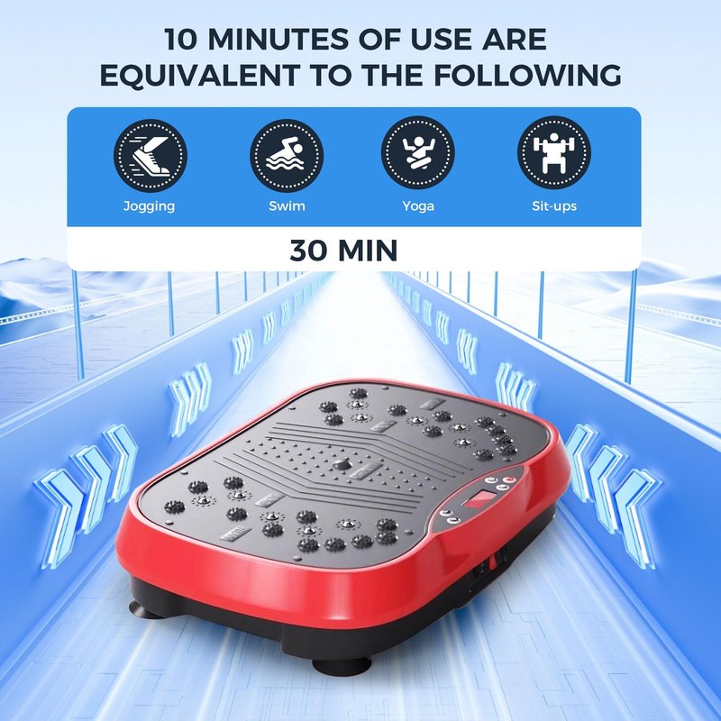 WANKO Vibration Plate Exercise Machine - Shake Plate Vibration Platform with 2 Pull Ropes - Lymphatic Drainage Machine for Shaping, Wellness, Recovery, and Weight Loss for Men and Women (Red)