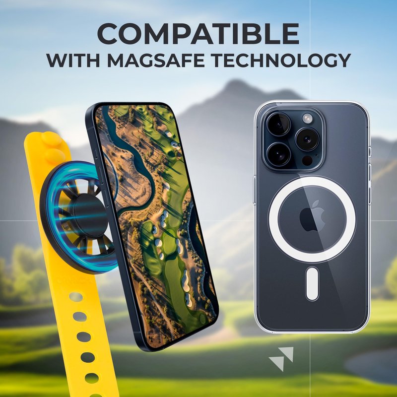 CRVNCH. Magnetic Golf Cart Phone Holder - iPhone and Android Compatible - Strong Magnet, Easy Install - Cell Phone Mount for Golf Cart or Push Cart - Golf Cart Accessory for GPS, Apps & Music