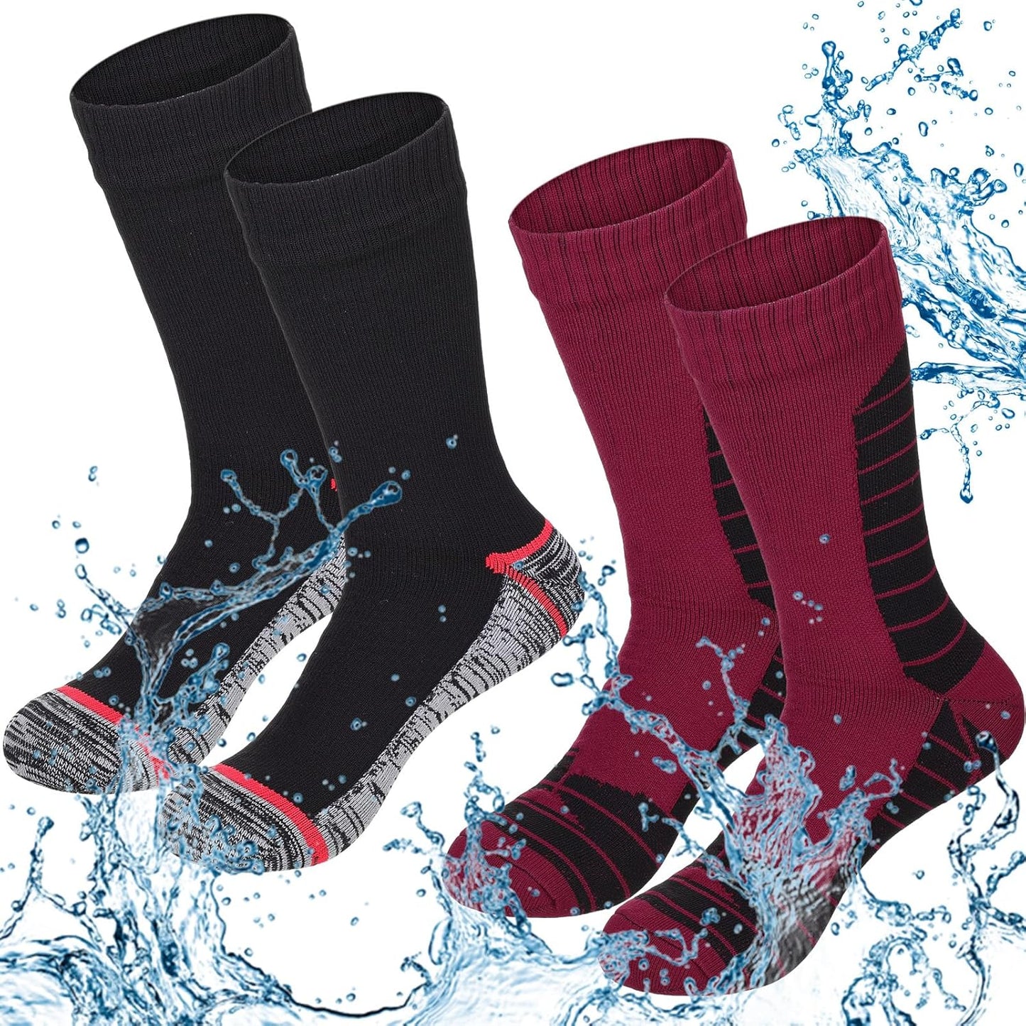Jeyiour Waterproof Socks for Men & Women - Breathable, Durable, Ideal for Skiing & Hiking | 2 Pairs