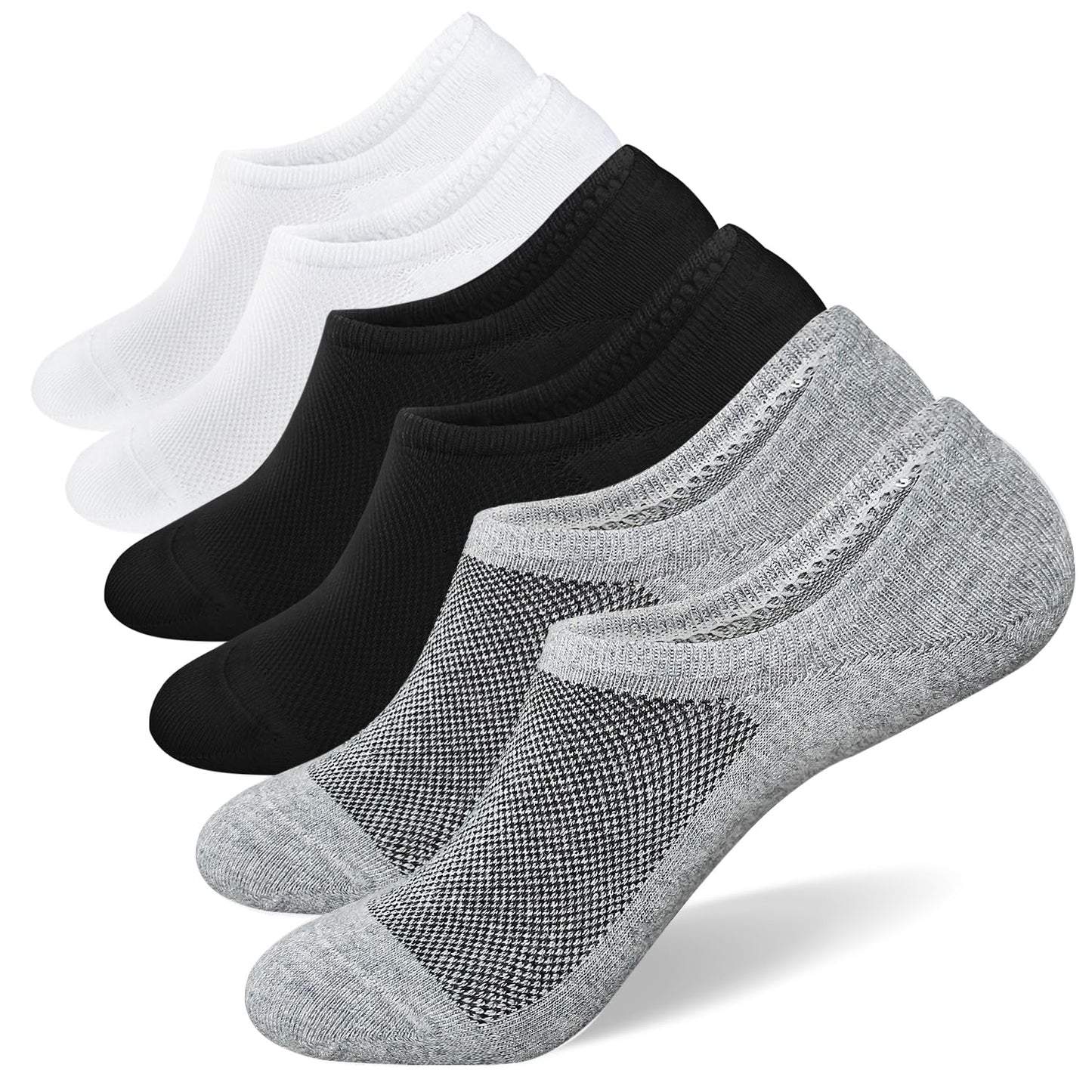SIXDAYSOX No Show Socks Men 6 pack Low Cut Invisible Ondo Non Slip Socks for Loafer Flats Sneakers 9-11