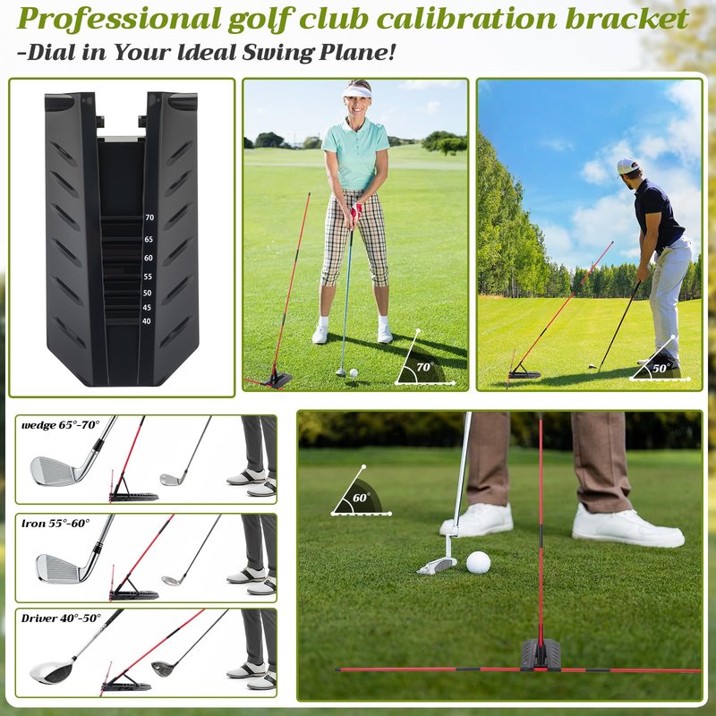 JolliLudo Golf Alignment Sticks & Swing Trainer Set Adjustable 7-Angle Holder & Grip Trainer Aid Portable Sectional Design for Swing Plane & Path Correction Training Equipment(Orange)