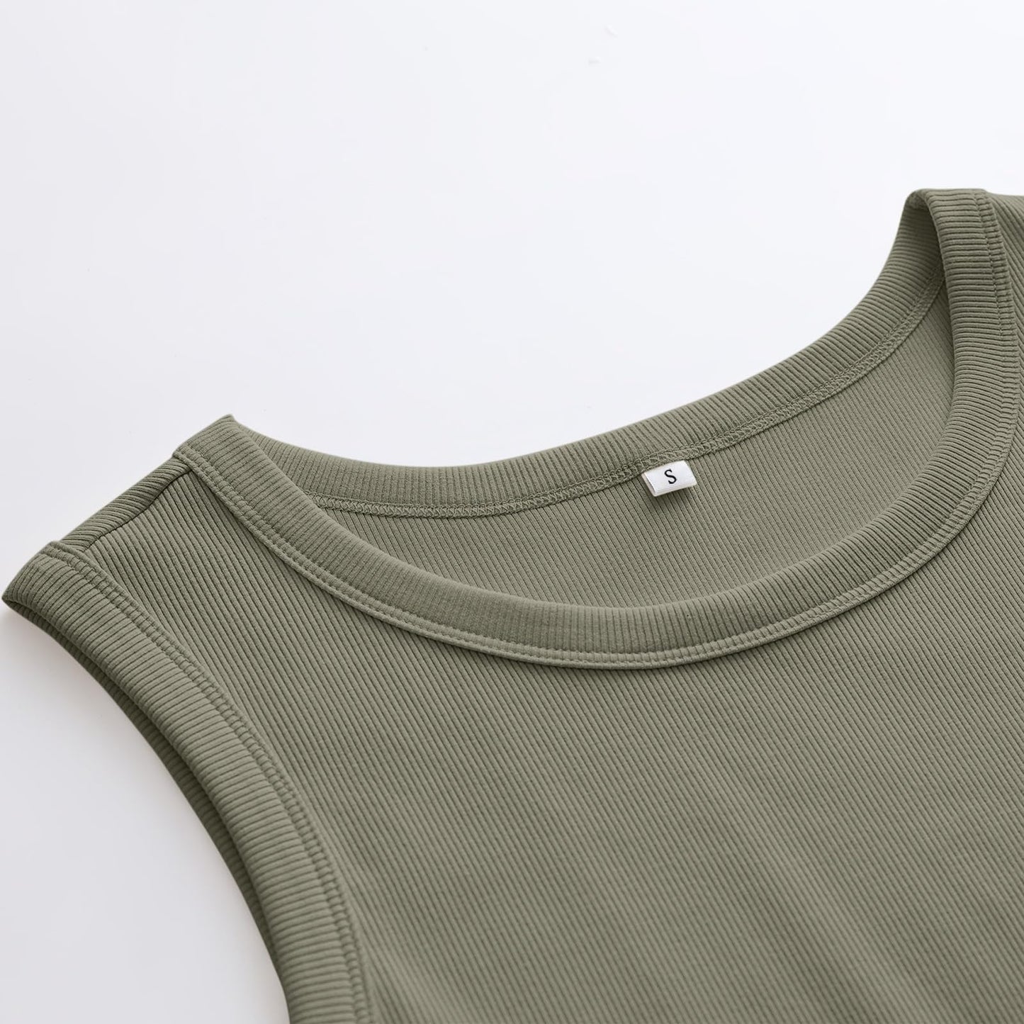 ANRABESS Womens Sleeveless High Neck Tank Tops Fashion Summer Casual Basic Slim Fit Ribbed Racerback Top Shirt Clothes Olive-XXL