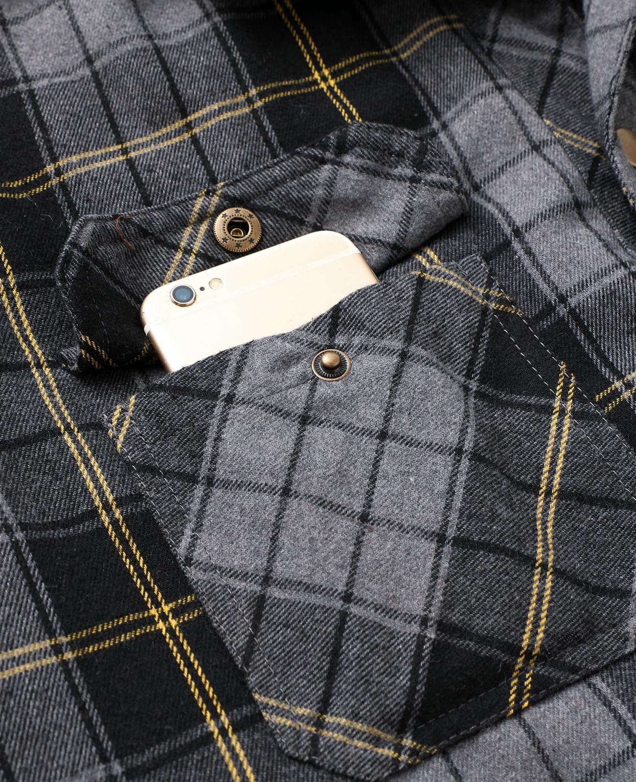 ThCreasa Flannel Hooded Shacket Jackets for Men Quilted Lined Buffalo Plaid Flannel Coat Thick Flannel Shirt Jacket Grey M