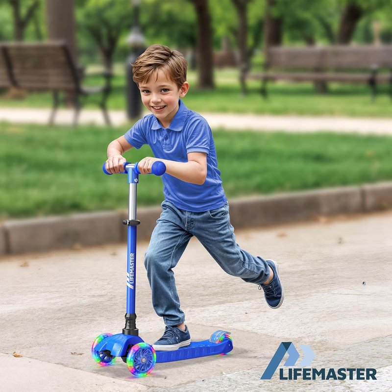 Mini 3-Wheel Kids Scooter with Colorful Wheel Lights - Adjustable Handlebar, Anti-Slip Deck, Safe for Ages 2+ | Supports Up to 110 lbs