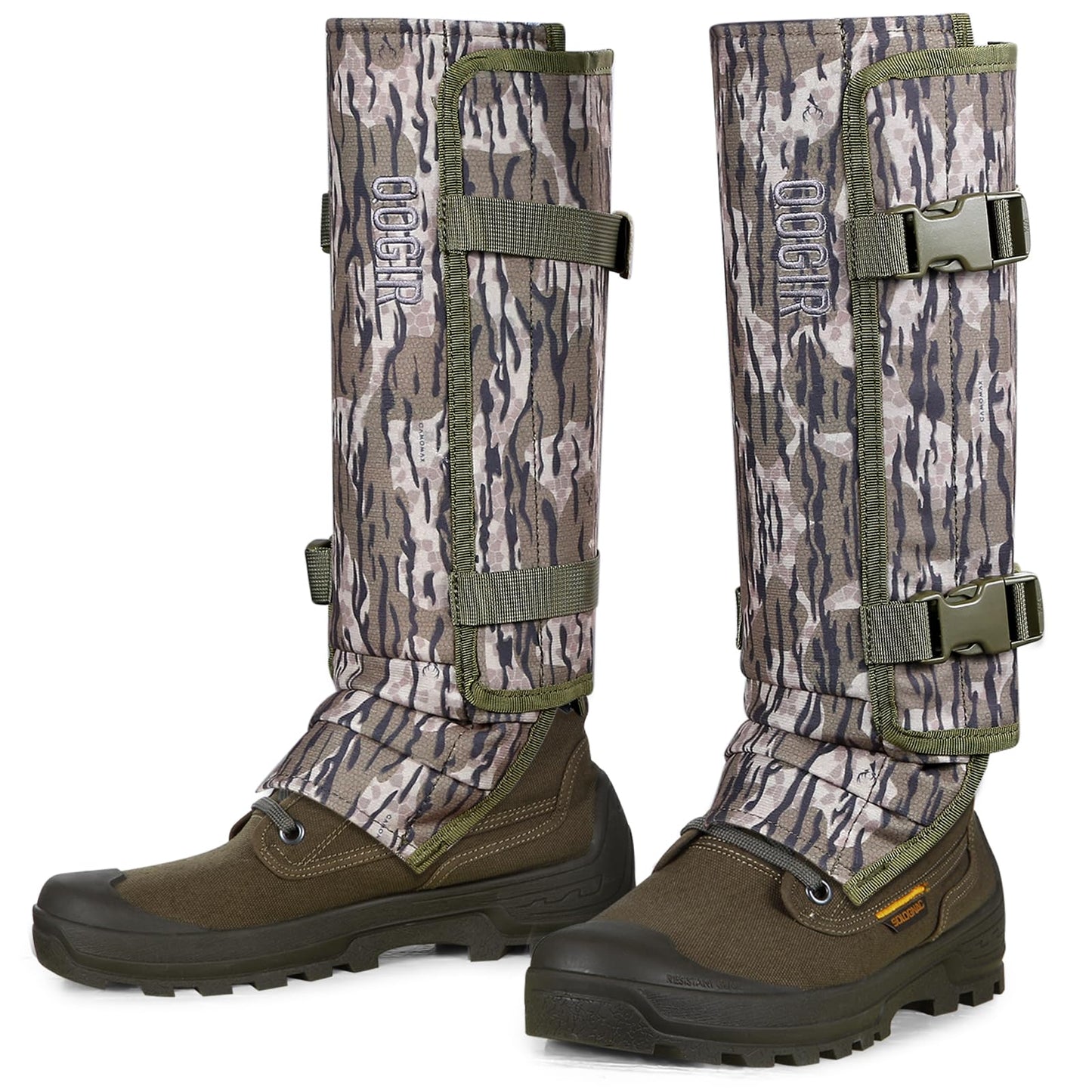 QOGIR Snake Gaiters for Hunting: Durable Snake Guards, Snake Gaiter Leggings for Men & Women, Snake Bite Protection for Lower Legs, Snake Proof Gaiters with Adjustable Size (Tree Camo)