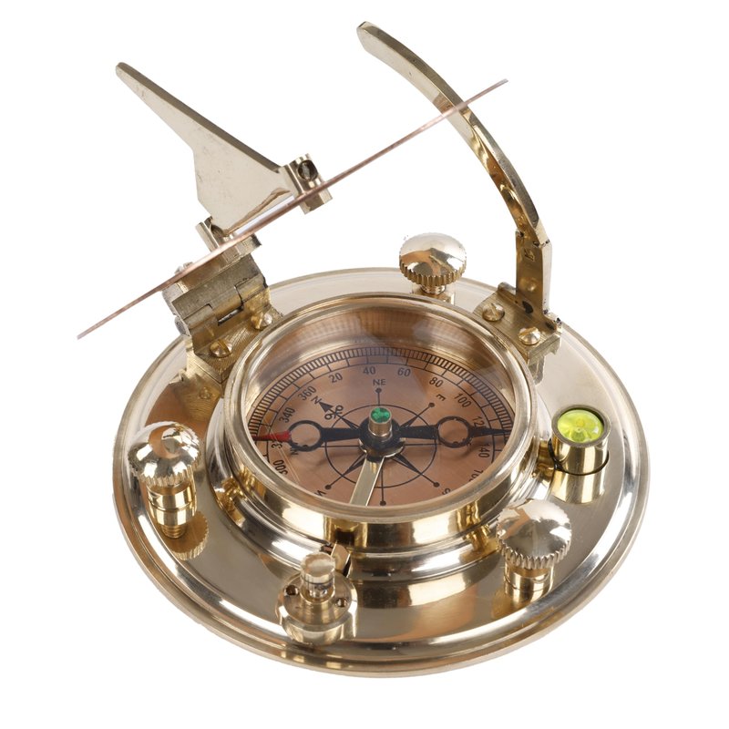 Brass Sundial Compass in Leather Case – Unique Nautical Gifts for Men, Antique Sailing Anniversary Gadget, Maritime Pocket Watch Clock, Nautical Decor for Him
