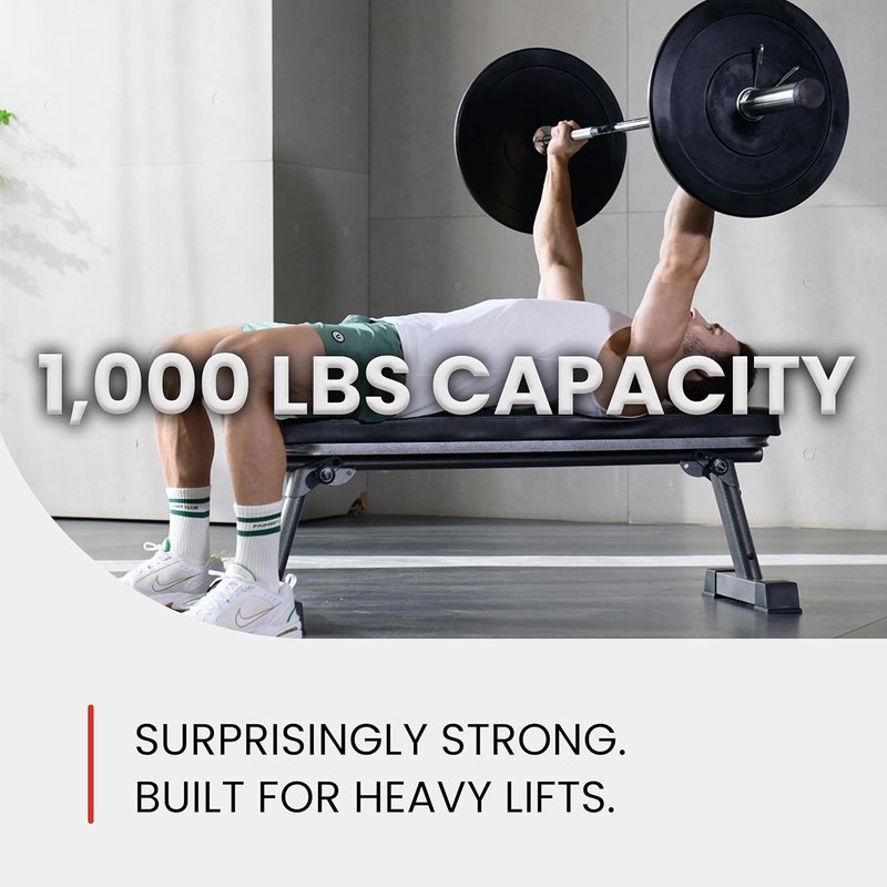 Foldable Flat Weight Training Bench - Multi-Purpose Gym Equipment for Ab Exercises | Compact Design