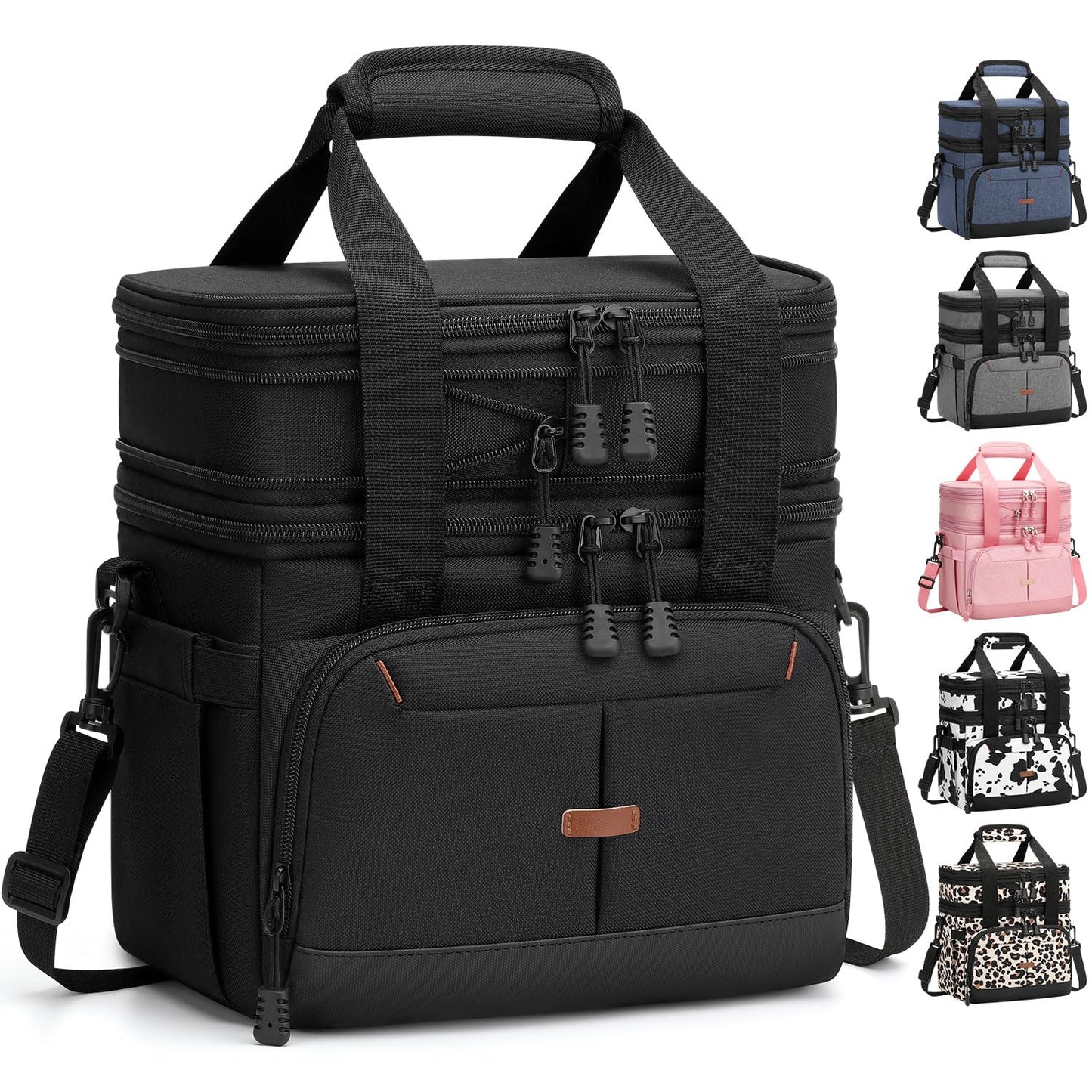 Pritent Lunch Box for Men Women Double Decker Insulated Lunch Bag for men