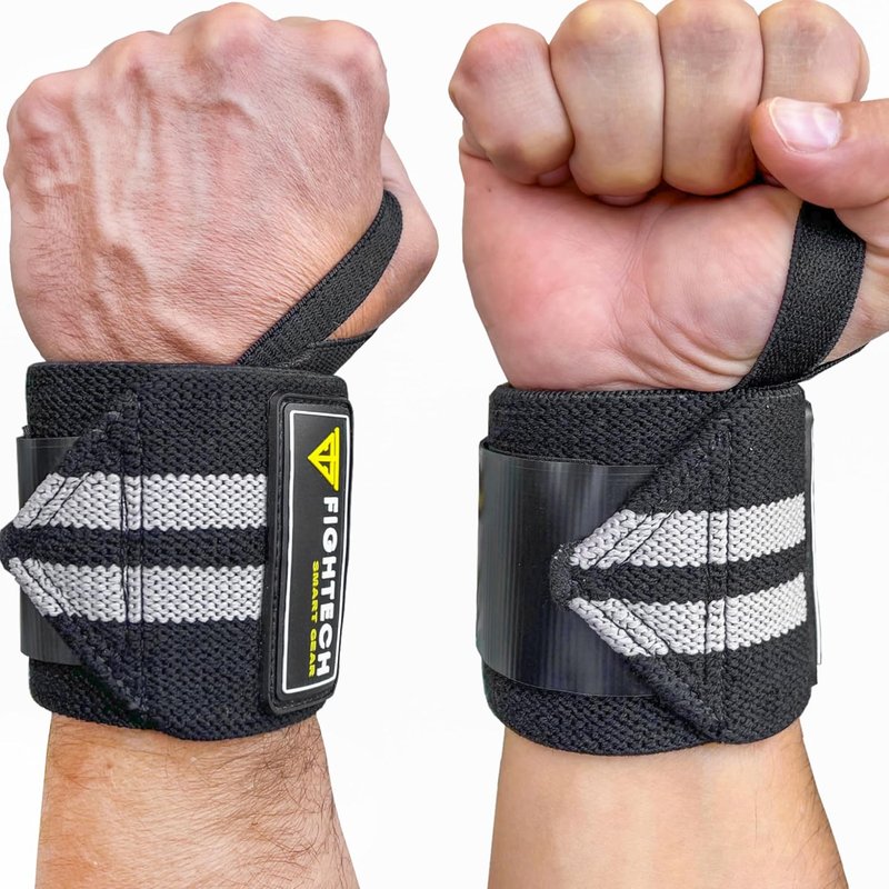 FIGHTECH Wrist Wraps for Weightlifting - 18-Inch Professional Grade for Powerlifting & Strength Training | Black
