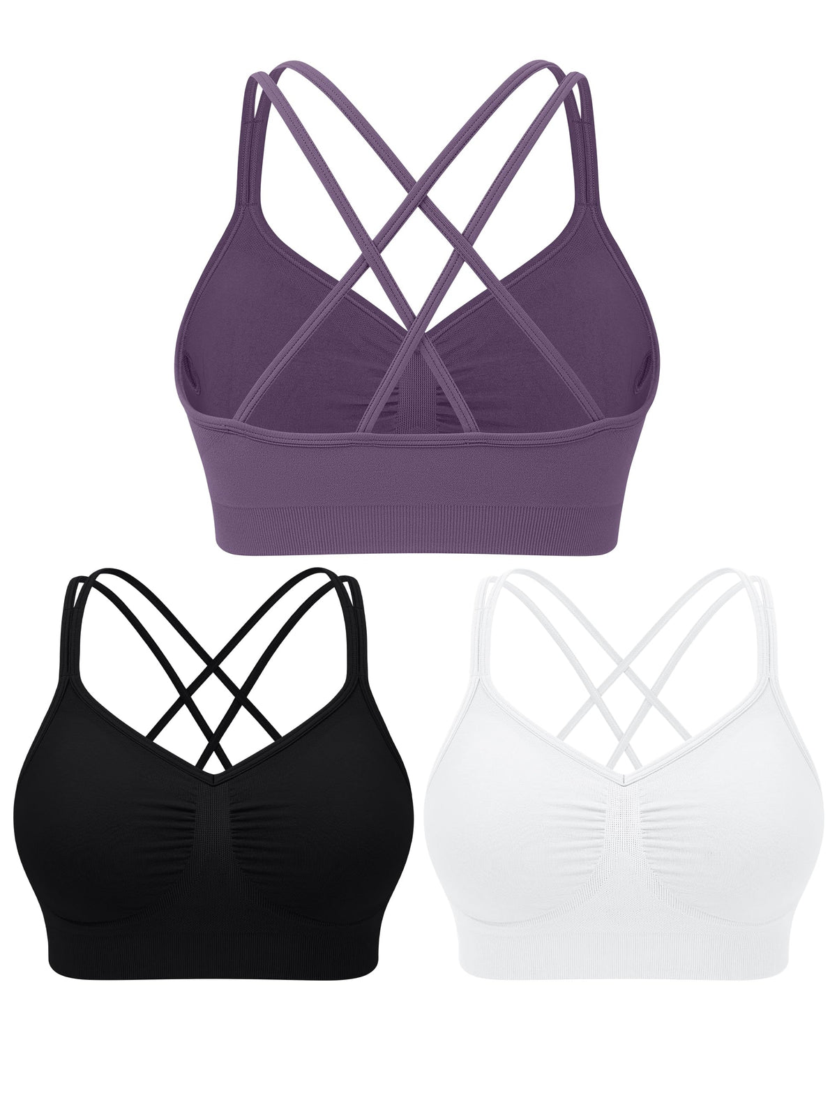WANAYOU Criss Cross Back Sports Bras for Women Medium Support 3 Pack