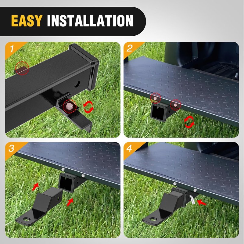 Nilight Universal Golf Cart Trailer Hitch w/2" Receiver Rear Seat Rear Hitch Kit Compatible for Footrest Club Car EZGO Yamaha Use on Step on Back