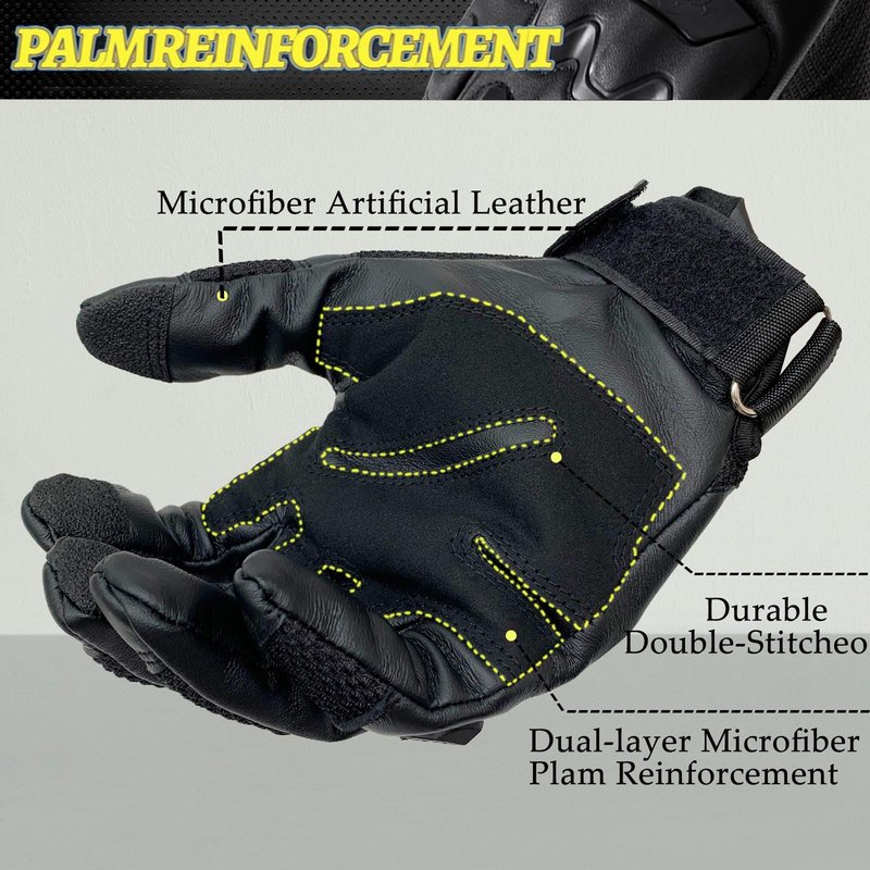 Nswern Tactical Gloves for Men Touchscreen Motorcycle Gloves with Hard Shell Leather Palm Padding for Outdoor Sports Motorcycle Cycling Tactical Airsoft Paintball Hunting Hiking Camping Climbing Black